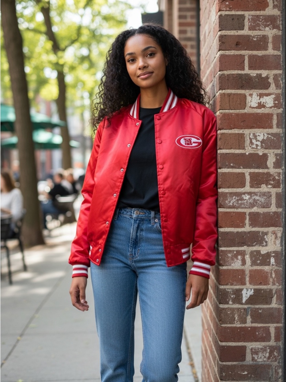 Rare Vintage Chalk Line Georgia Bulldogs Red Bomber Jacket Women’s Size Large